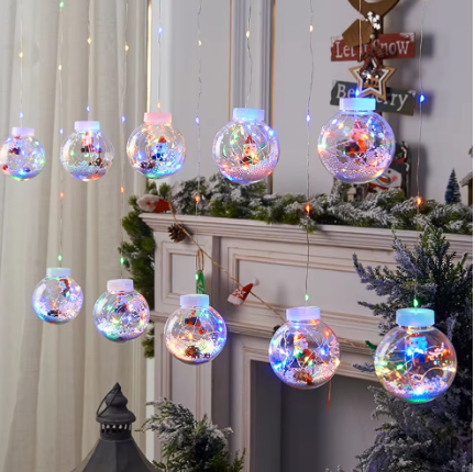 🔥OFERTA EXCLUSIVA☃️CORTINA DE NAVIDAD🎅🏻 ESFERAS DE LUZ LED✨